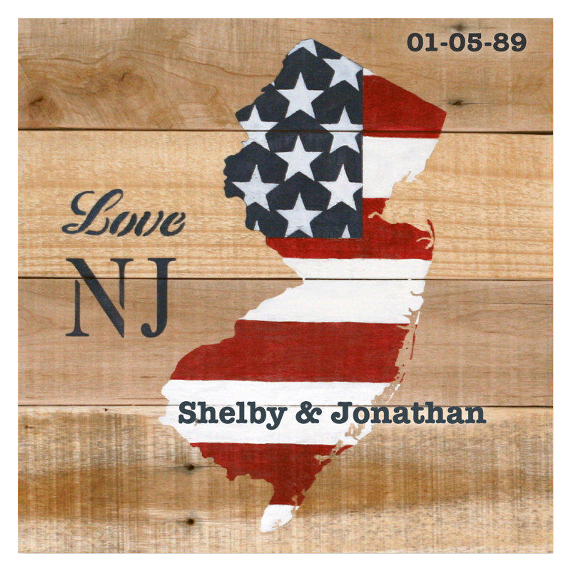 Décalcomanie murale personnalisée new jersey love, H 24 po x l 24 po, Oui