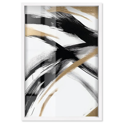 Décoration murale moderne Midas Arc Waves Shadowbox par Art Remedy, cadre blanc, 21 x 31