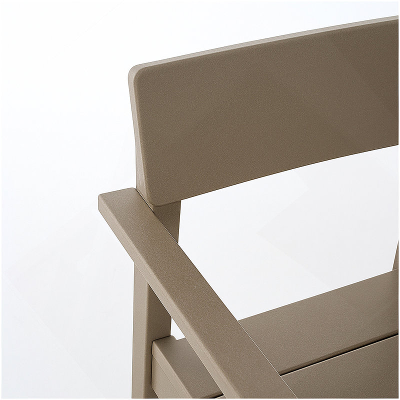 Antique Wood Color HDPE Outdoor & Garden Armchairs With Modernist Design And Backrest