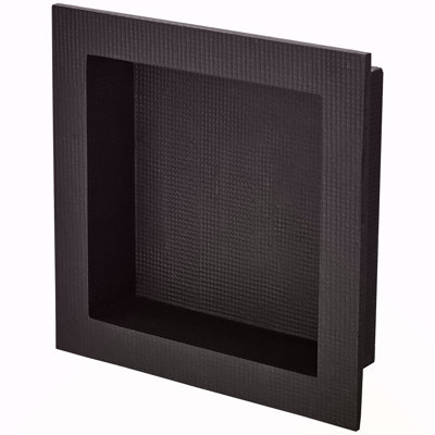 Shower Niche Ready For Tile 16" X 16", Single Shelf Organizer, Square Corners Wall-Inserted Niche Recessed, Sealed Protection Modern Soap Storage Niche For Shower Bathroom, Black