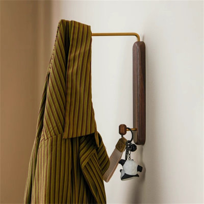 Wall-Mounted Rotating Walnut Coat Rack