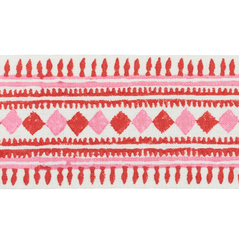 Toula Linen Fabric, Red/Pink