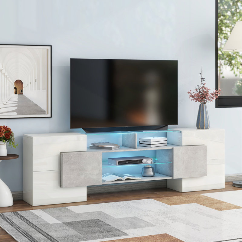 Meuble télé de forme unique pour téléviseur de 88 po ou moins