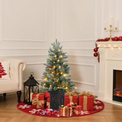 3ft Christmas Tree Pre-Lit Artificial Christmas Tree with Vintage Potted Base