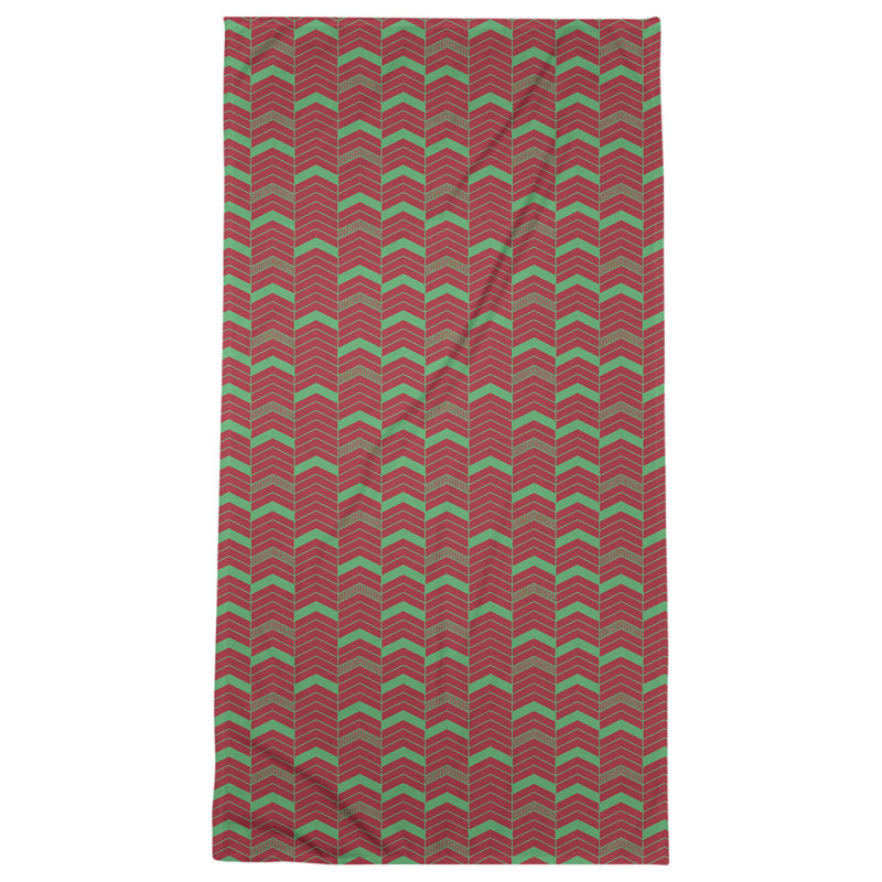 Bath Towel, Red/Green, Microfiber