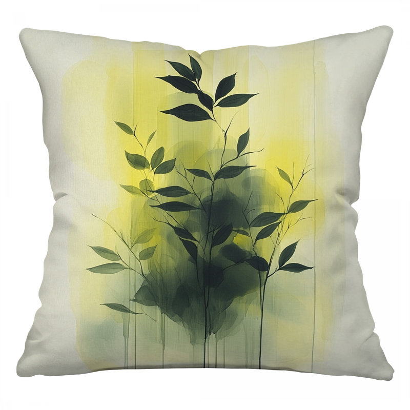 Coussin Leaves, coussins en sergé de coton botanique, Carré 18 po