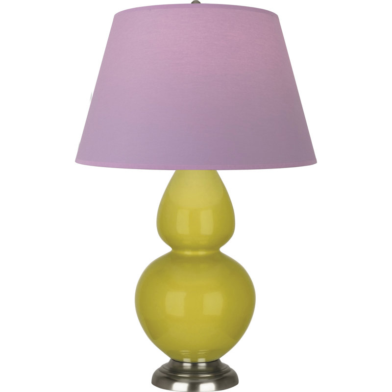 Lampe de table double gourde en céramique, Lavande / prune, Citron glacé / argent antique, Argent argent