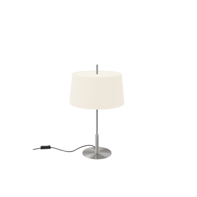 Metal Table Lamp, Satin Nickel, White