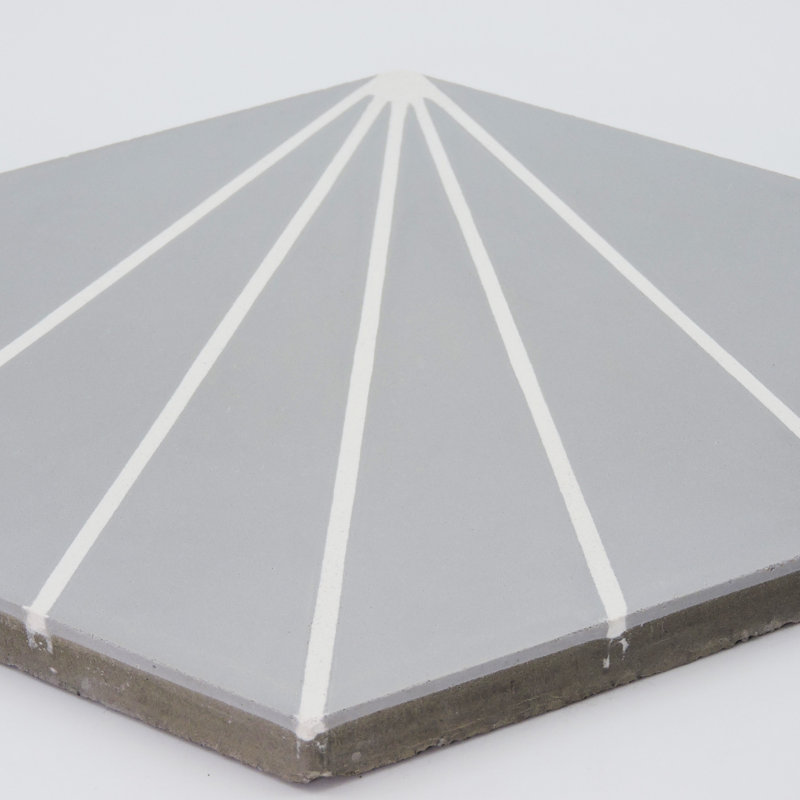 Menara 8" x 9" Cement Patterned Wall & Floor Tile, Gray/White