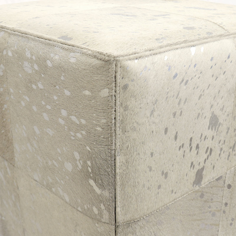 Safari Silver Foil Cowhide Ottoman
