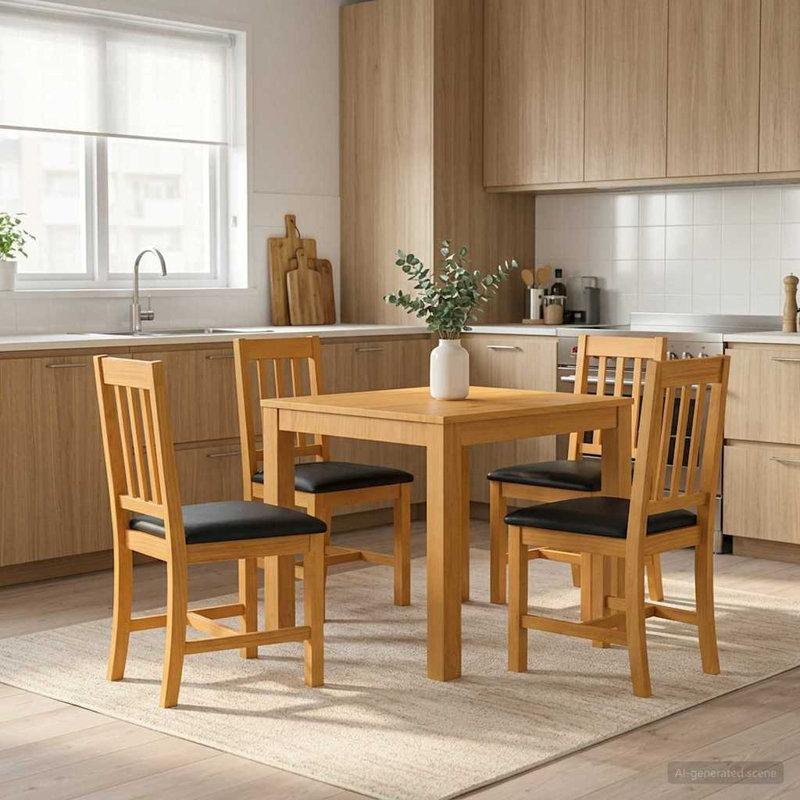 Oak Solid Wood Dining Set, 5