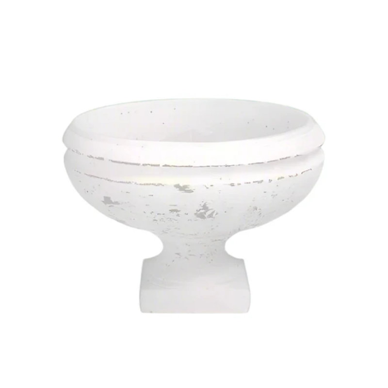 Ciment bas urne grande finition blanche délavée, H 7,25 po x l 10 po x P 10 po