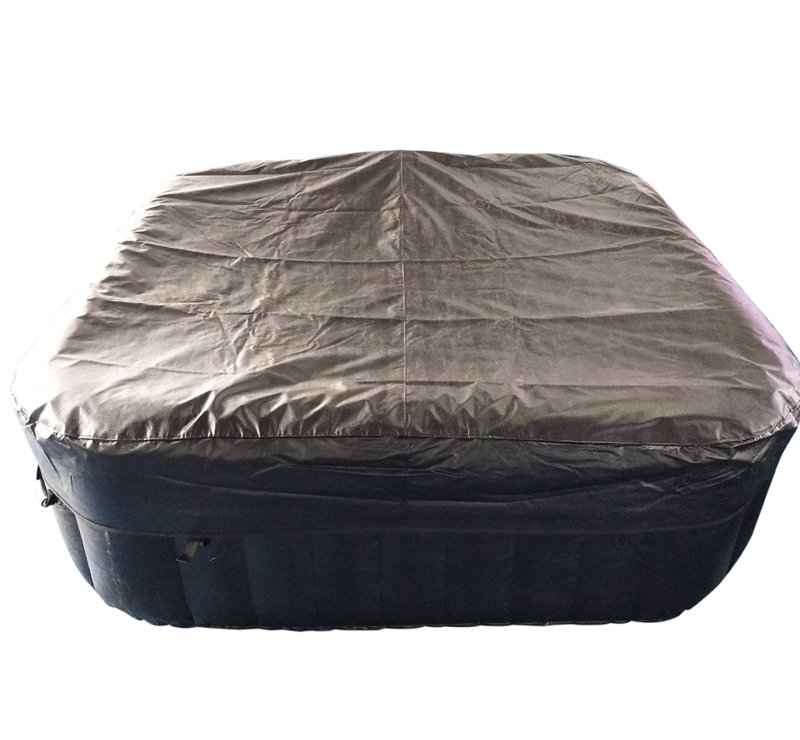 ALEKO 4-Person Black and White Inflatable Square Hot Tub