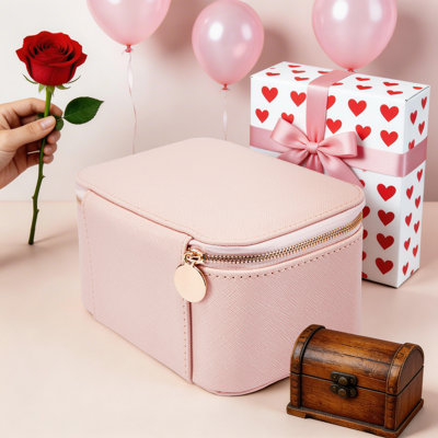 6.5x4.5x3.5in White PU Leather Jewelry Travel Case, 8 Clear Velvet Zipper Pouches, Portable Organizer