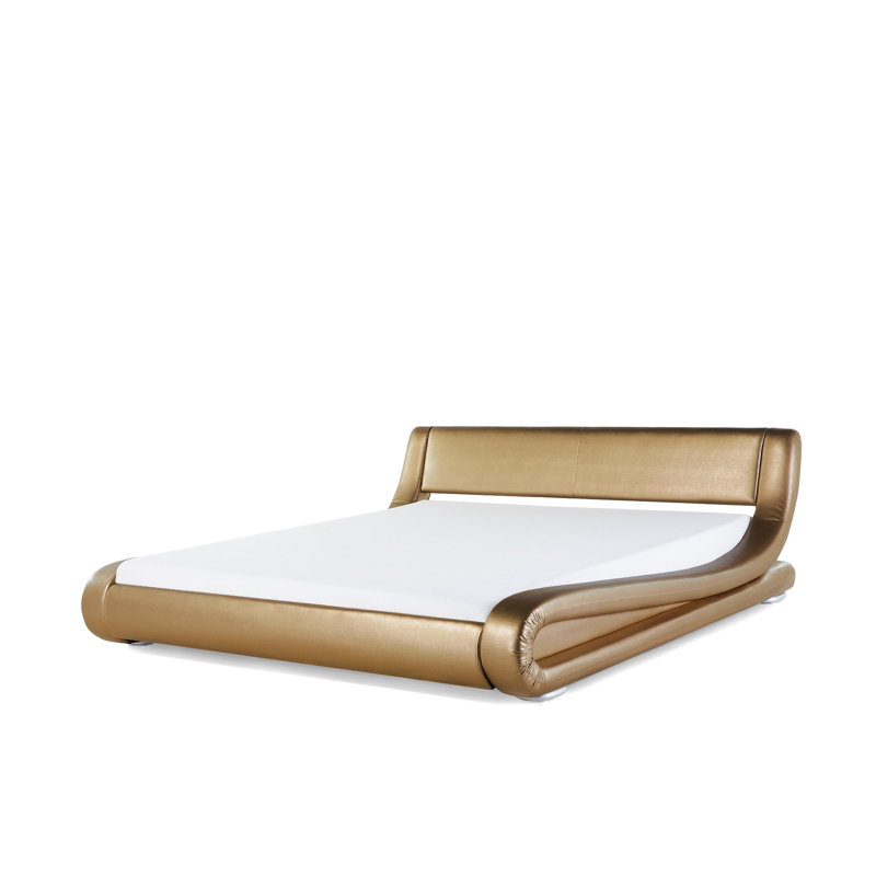 Avignon Upholstered Bed, Gold, European Kingsize (160 x 200 cm)