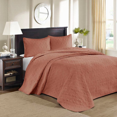 Ensemble de couette matelassée réversible en coton 3 pièces rouge, grand lit/queen