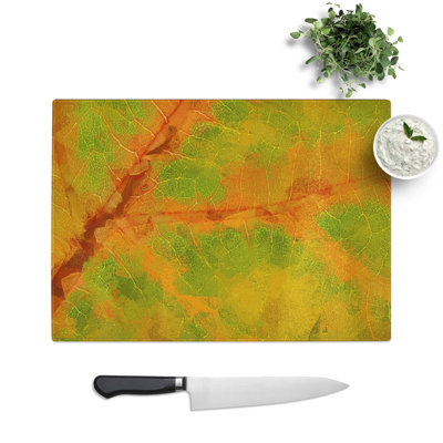 Glass Map of A Leaf in Abstract Chopping Board