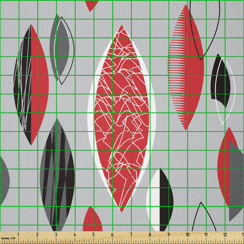 Tissu Ambesonne Mid Century par The Yard, formes ovales abstraites avec différents motifs et combinaisons de couleurs