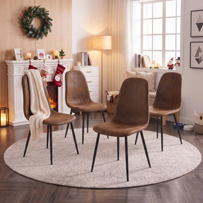 Mekail Modern Upholstered Dining Chairs with Metal Legs (Set of 4)