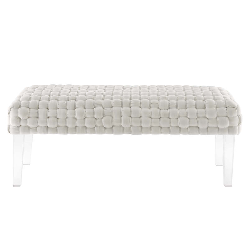 Repose-pieds en velours performance Prologue par Modway, Blanc