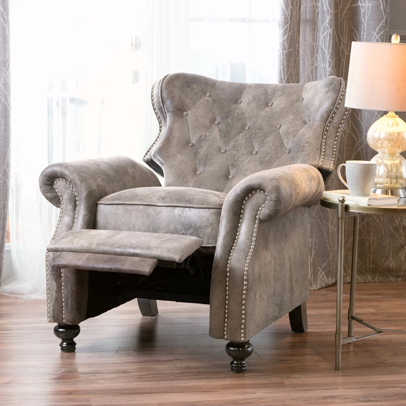 PUSH RACK RECLINER, Gray Microfiber