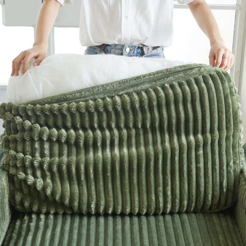 Canapé modulaire Hymes avec housse de coussin amovible, Velours côtelé vert