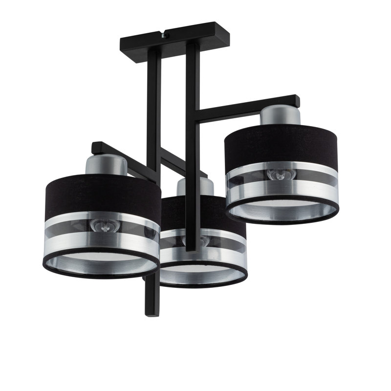 Daanyaal 3 - Light Drum Chandelier, Silver/Black