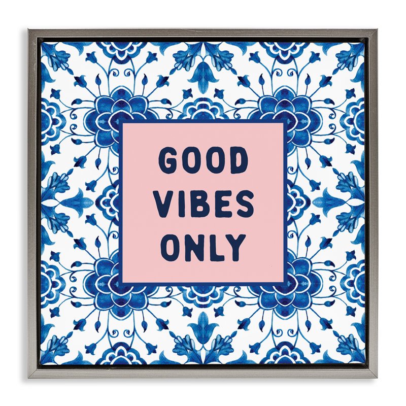 Cadre flottant Good Vibes Only, H 25 po x l 25 po, Cadre flottant gris lustré