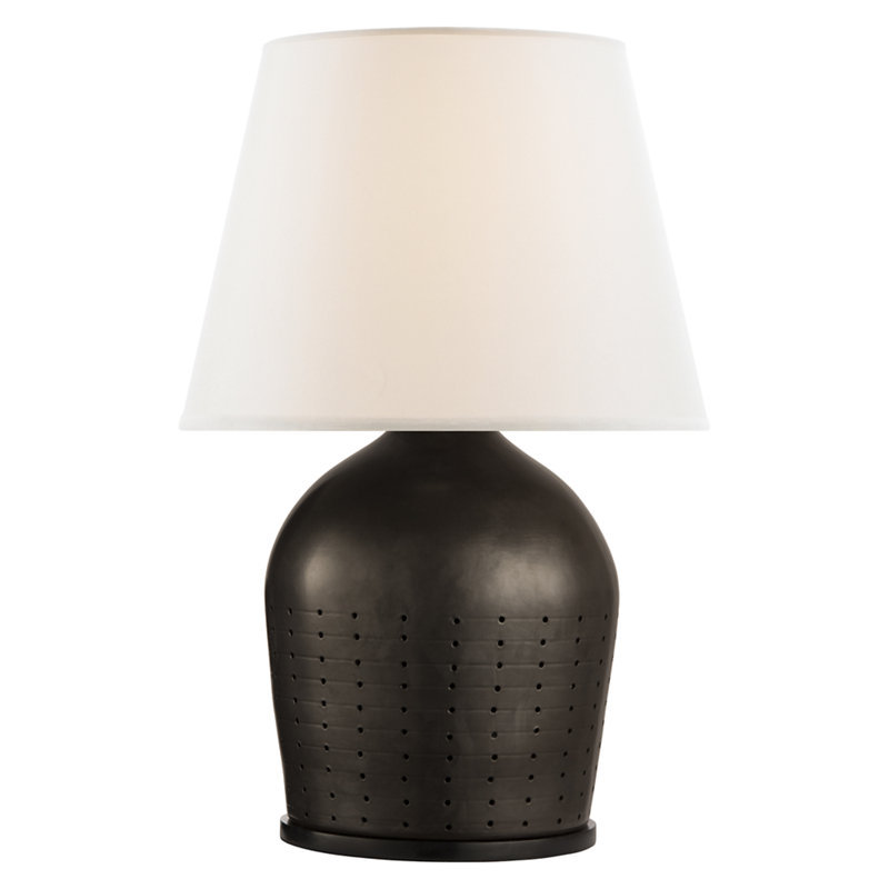 Halifax Table Lamp, Black Porcelain, 36" H x 25" W x 25" D, White Paper
