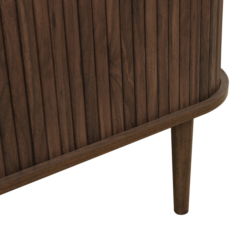 Ensemble de meuble télé 67,7 "et table basse 47,2" avec portes tambour rond Winette, Noyer