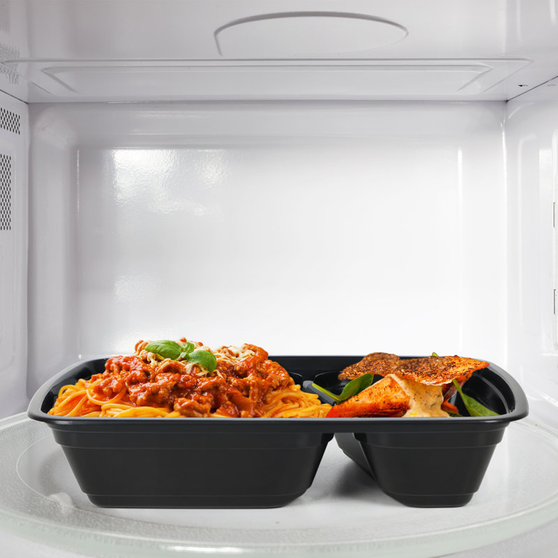 50-Pack Disposable A9 2-Compartment Meal Prep Containers
