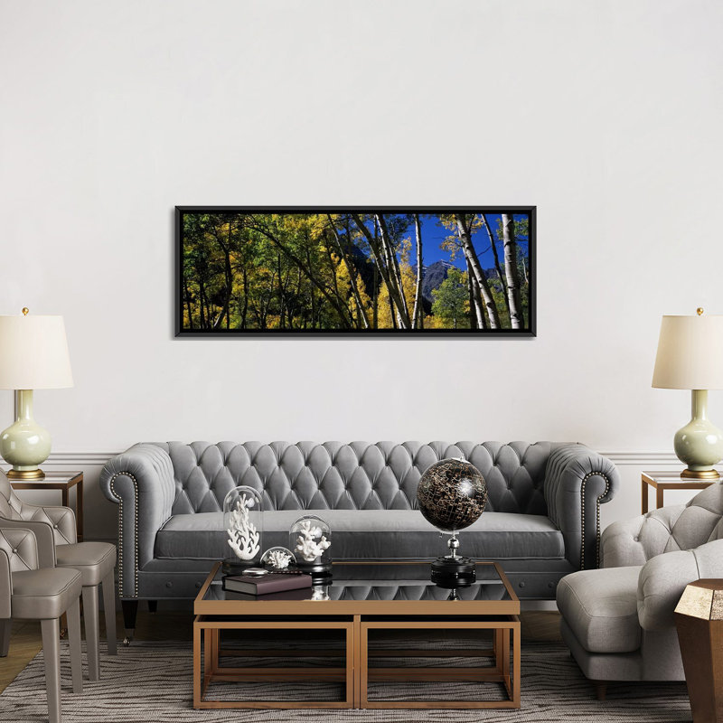 «Maroon Bells, Aspen, Pitkin County», reproduction de photo sur toile, H 24 po x l 72 po x P 1,5 po, Cadre noir