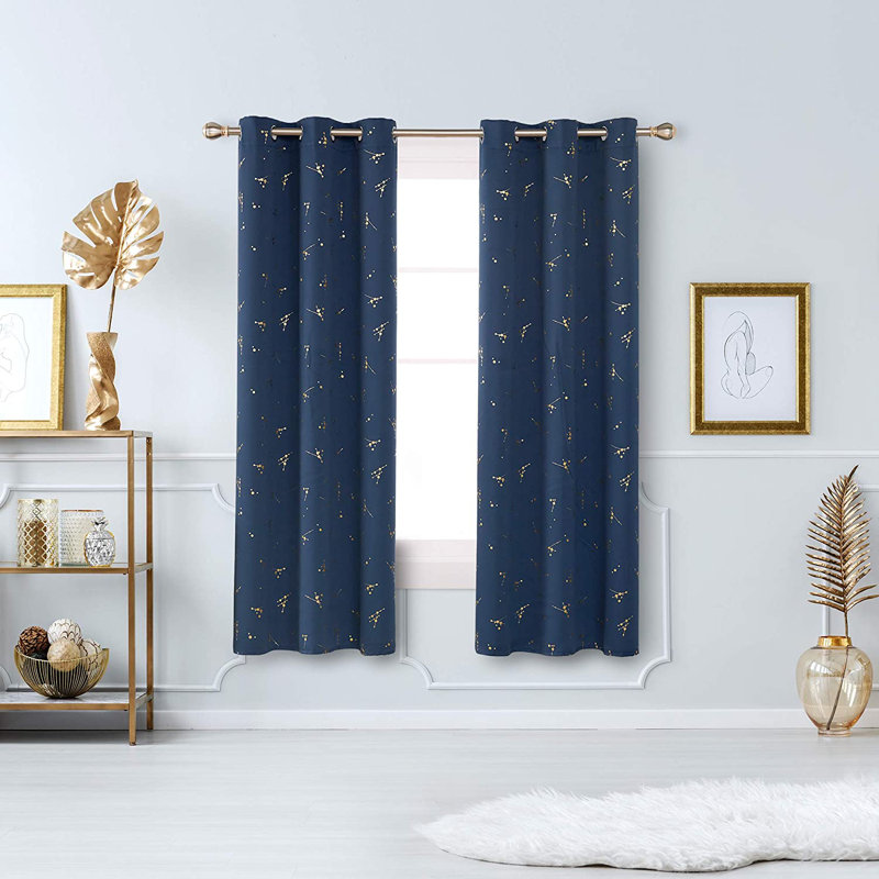 Makvala Room Darkening Curtain Pair, 42" W x 45" L, Navy Blue