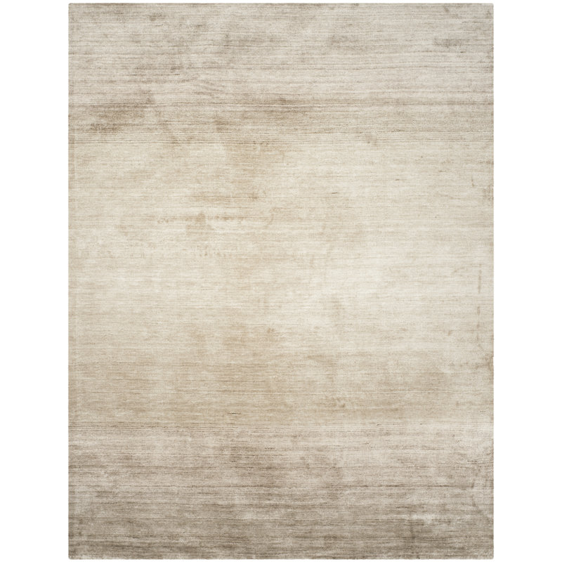 Tapis taupe en coton tissé à plat à la main Mcelroy, Rectangle 9 pi x 12 pi