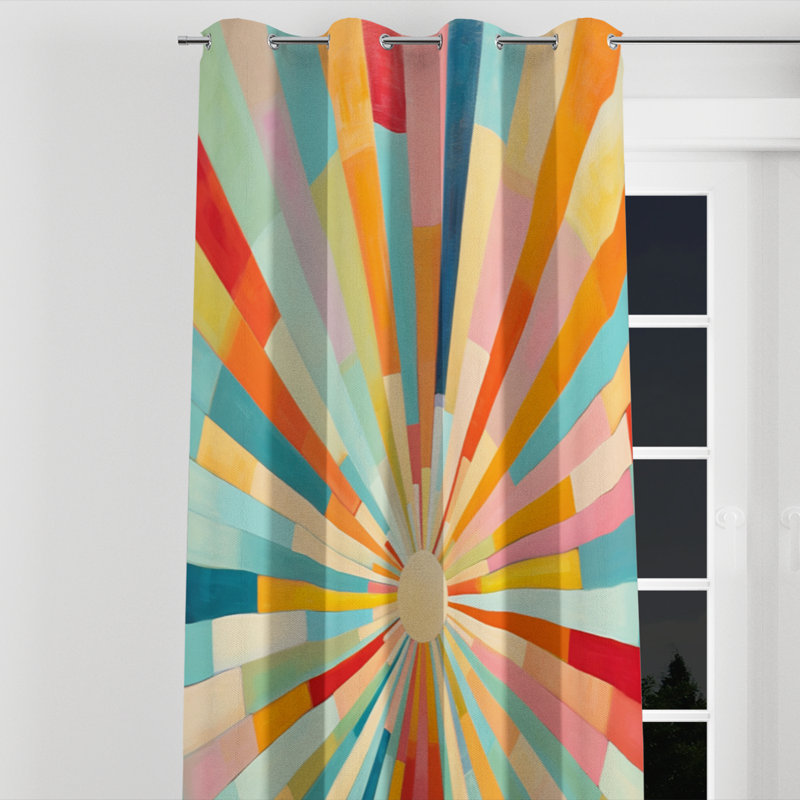 Rideau coloré occultant coloré avec œillets Mid Century Century, L 52 po x L 90 po, Œillets argentés