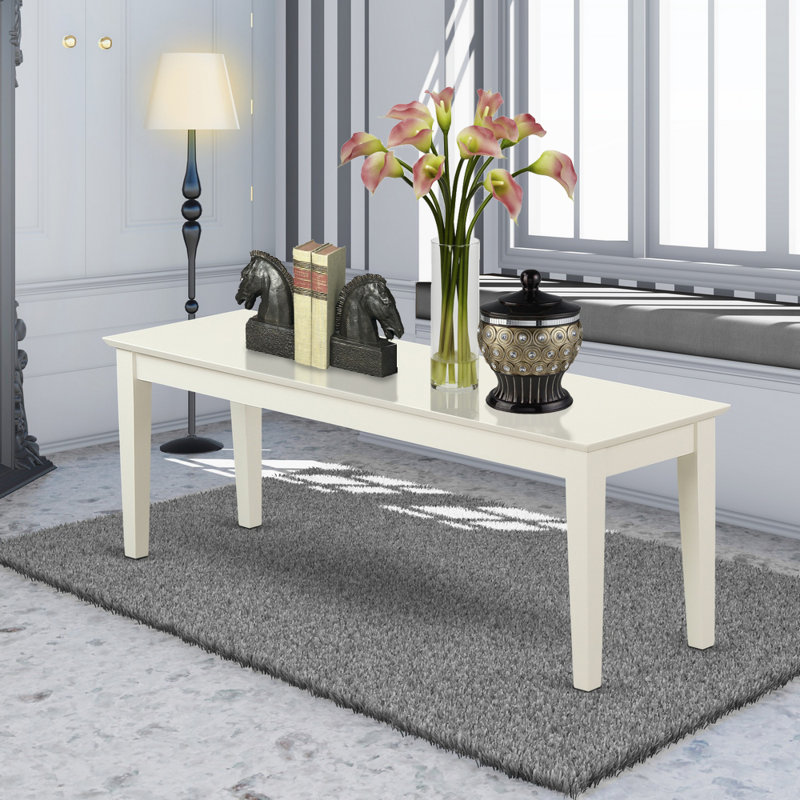 Banc de table de salle à manger Capri avec siège en bois massif, lin blanc, Blanc lin