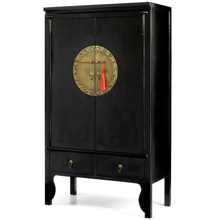 Hangzhou 2 Door Solid Wood Wardrobe, Black