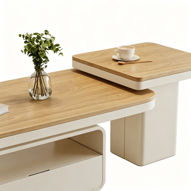 Table basse de style crème française, 16.53" H x 43.3" W x 23.62" D