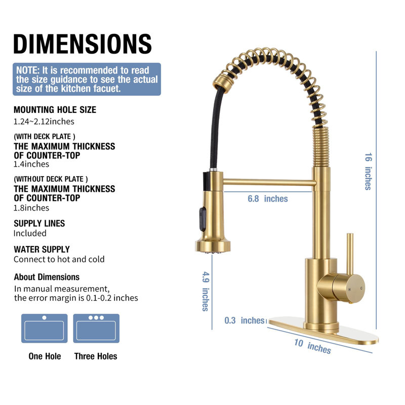 Kitchen Faucets with Pull Down Sprayer, Gold Black
