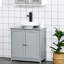 Meuble-lavabo gris sous le lavabo, armoire peu encombrante avec tablette interne réglable pour les articles d'hygiène et utilisation régulière, rangement en U découpé pour les besoins quotidiens de l'organisation du produit