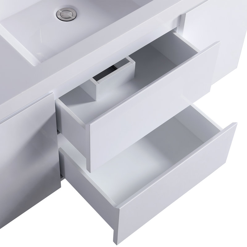 Hood-1 48.00 In. W X 19.70 In. D X 21.60 In. H Wall Mounting Bath Vanity In White Wood With White Top