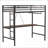 Twin Size Metal Loft Bed Frame with Desk &amp; Closet Rod, Black, Space-Saving, No Box Spring Needed for Bedroom