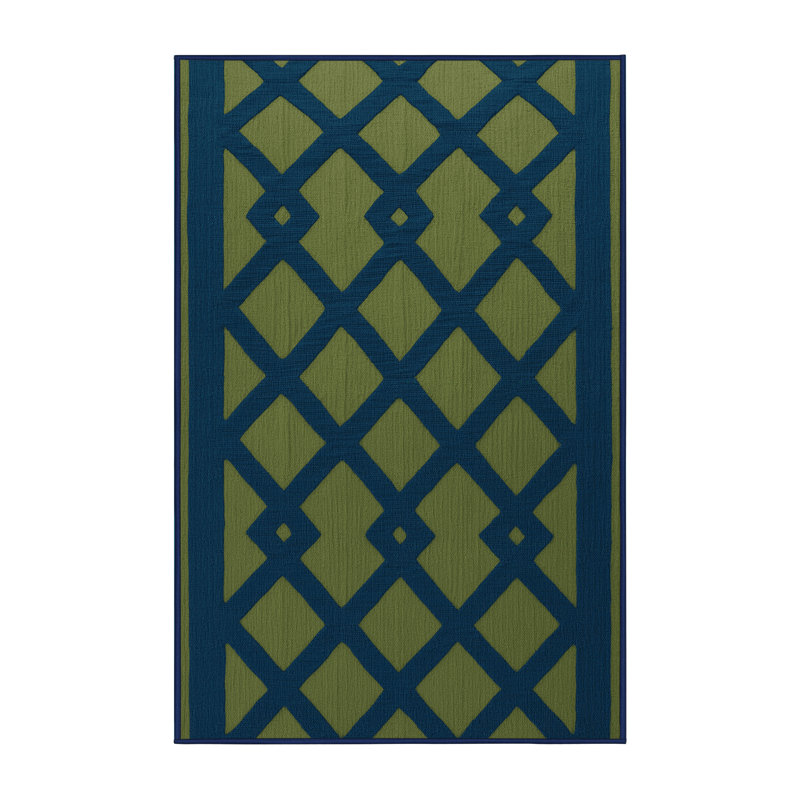 Tapis bleu en treillis lavable à la machine, Rectangulaire 2 pi x 3 pi