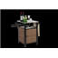 Armoire de rangement à roulettes à une porte avec îlot de cuisine en osier pour l'extérieur avec roulettes et table d'extension en acier inoxydable, poignée latérale pour la cuisine ou le bar sur le patio, brun