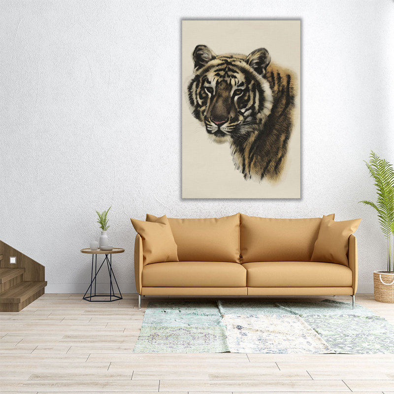 Antique Tiger Portrait II - reproduction d'art sur toile, H 30 po x l 20 po