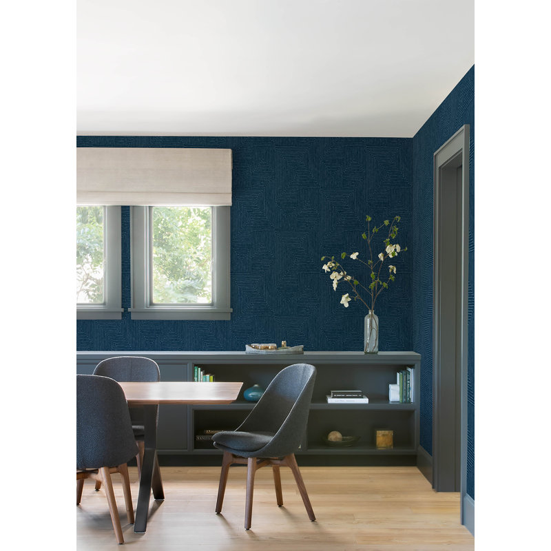 Papier peint géométrique Mortenson, Bleu marine