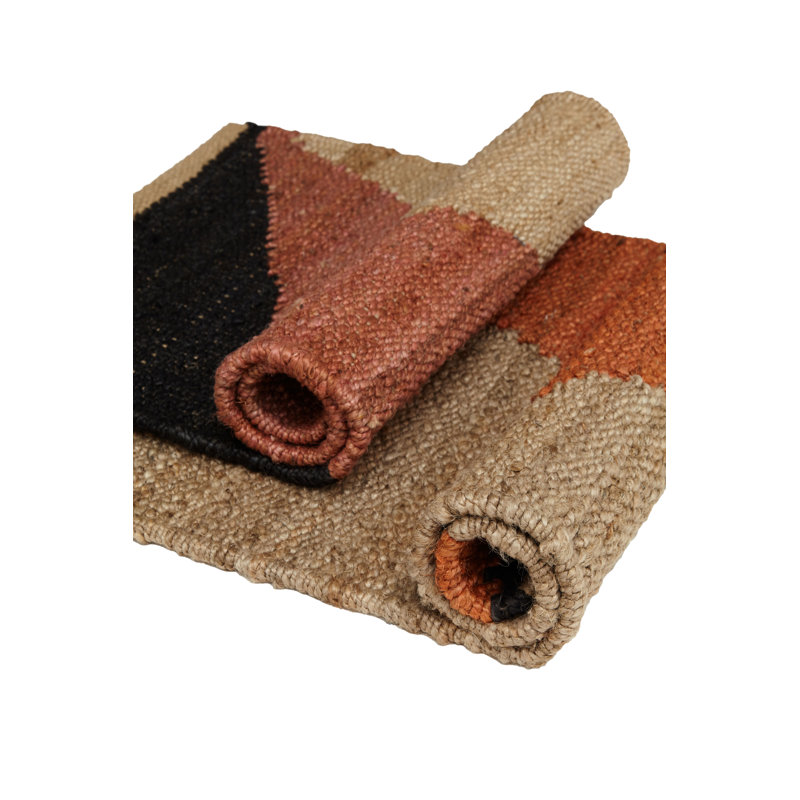 Abstract Flatweave Rectangle 5' x 7' Hemp Area Rug in Brown/Red