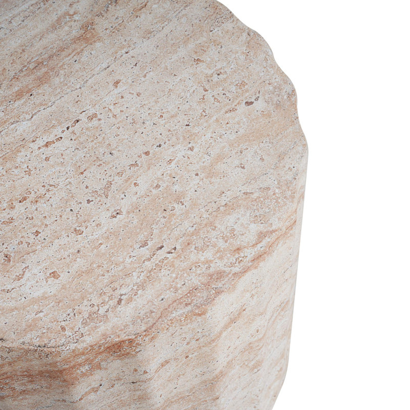 Travertine-Patterned Lightweight Concrete Side Table