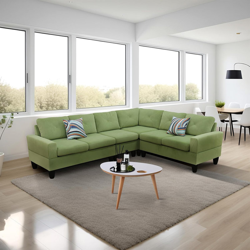 Canapé modulaire en flanelle 4 pièces 4 pièces, Flanelle vert pomme