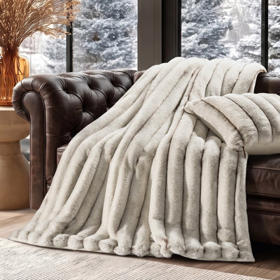 Luxury Channel Faux Fur Throw Blanket